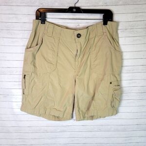 EDDIE BAUER KHAKI CARGO POCKET SHORTS, SZ 14